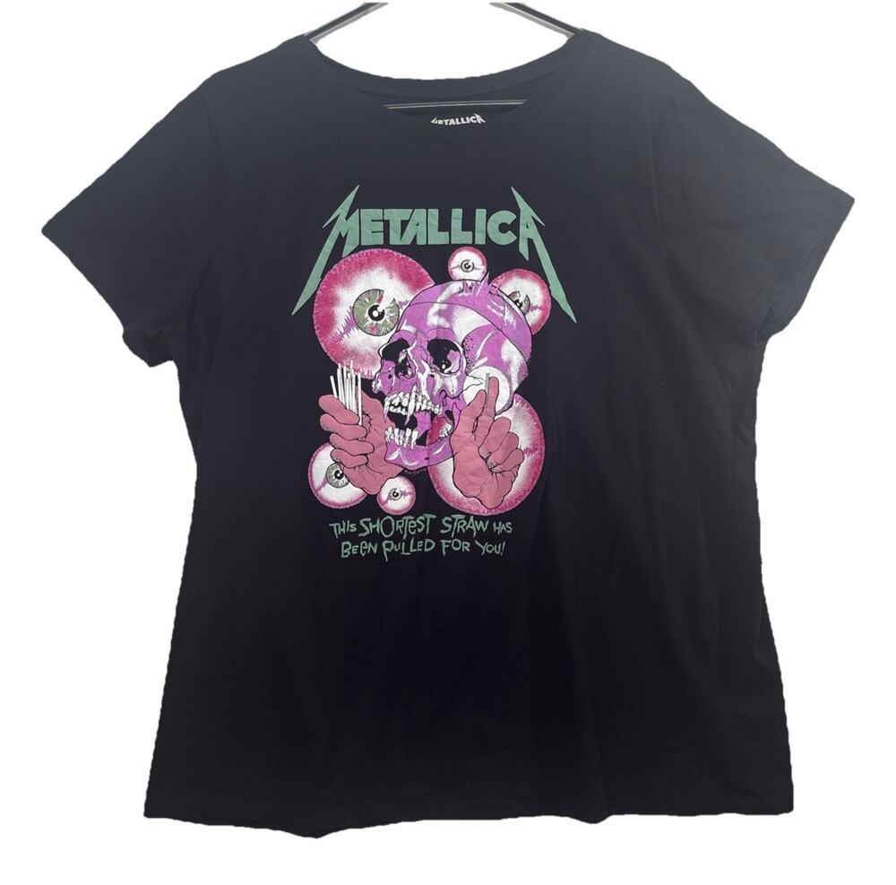 Metallica Shortest Straw Graphic Band Tee Black Women’s Plus Size 2